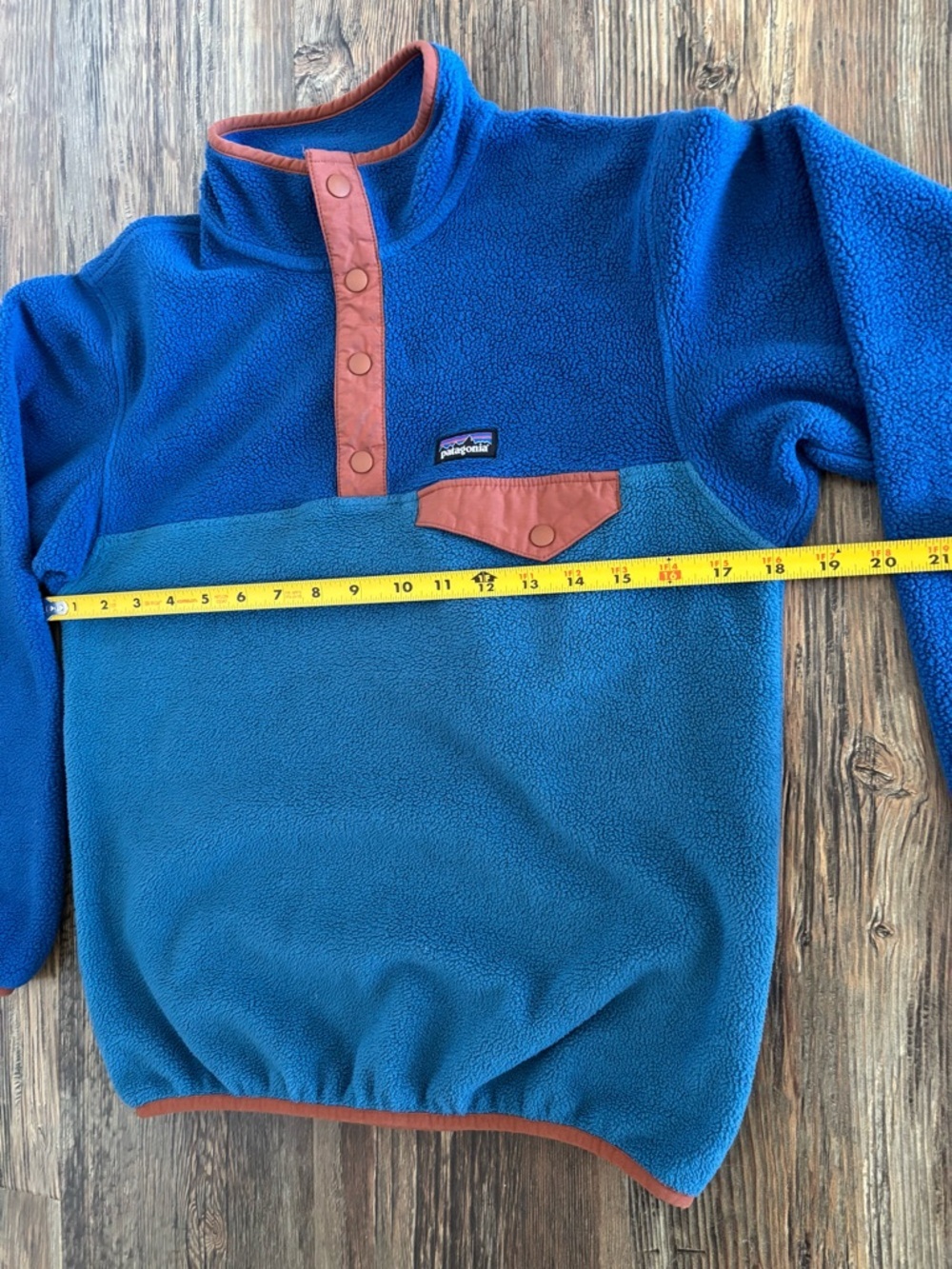 Patagonia Synchilla Snap-T Fleece Pullover Kids Lg (12) Wavy Blue Lightweight - Picture 4 of 11
